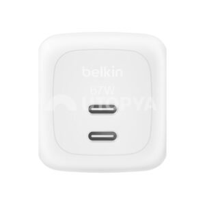 BELKIN Chargeur Secteur 67W 2 Ports USB-C + Câble USB-C vers USB-C 2m (Blanc) – Image 2